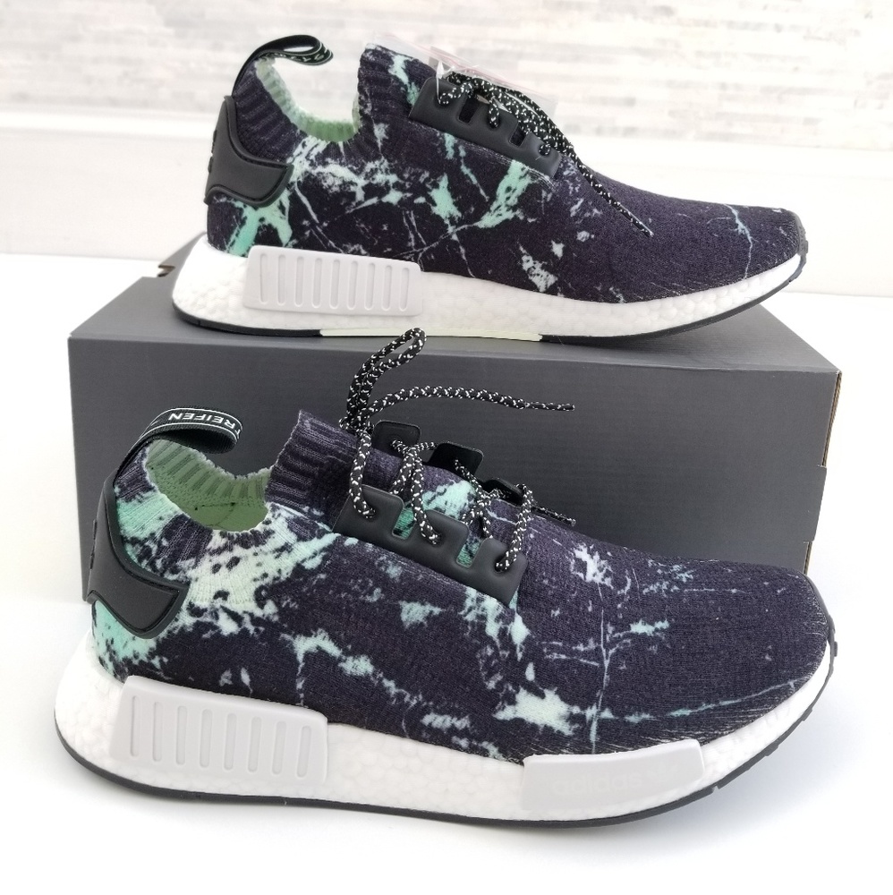 New ADIDAS NMD R1 PK Mint Marble Sneakers
